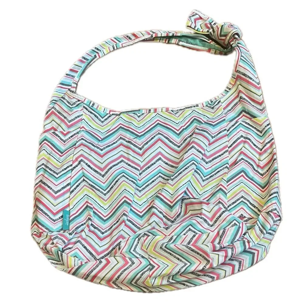 Thirty One Chevron Patterned Multicolor Blue Green Pink Hobo Bag